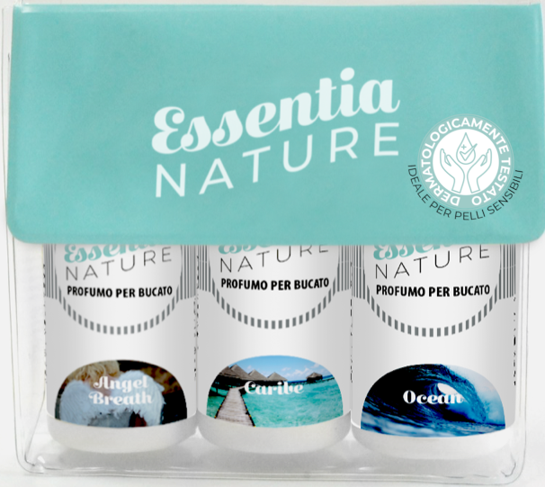 Essentia Luxury Gift Pouch containing 3 bottles of 50 ml Fragrances: Ocean - Angel Breath - Caribe