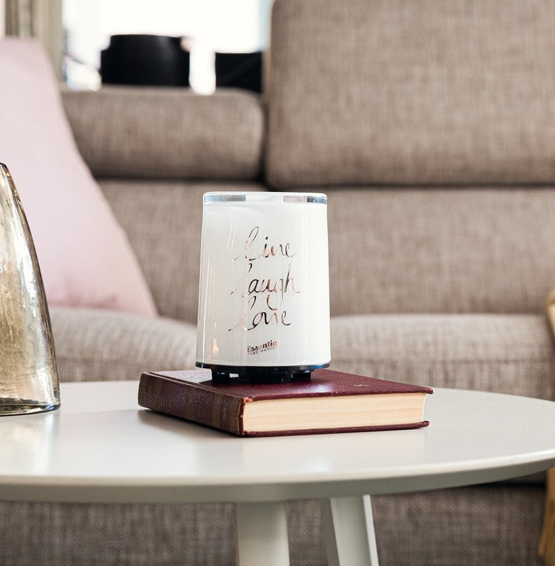 Ultrasonic Diffuser in Pearl Glass - White "Live Laugh Love"