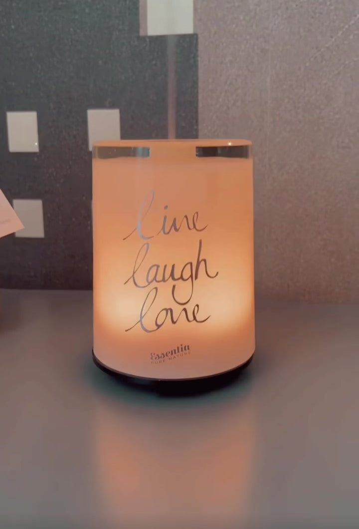 Diffusore ad Ultrasuoni in Vetro Perlato - Bianco "Live Laugh Love"