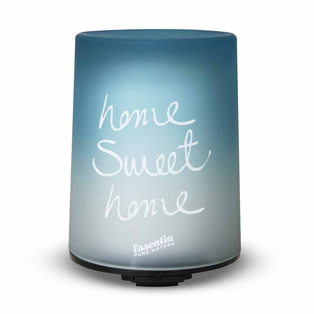 Diffusore ad Ultrasuoni in Vetro Perlato - Azzurro "Home Sweet Home"